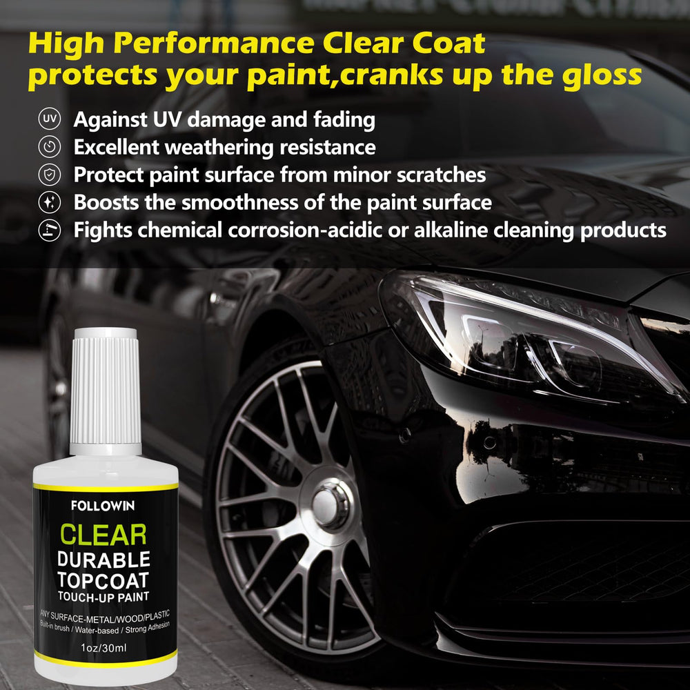 Followin Clear Coat application brush demonstrates easy one-hour cure for durable finish