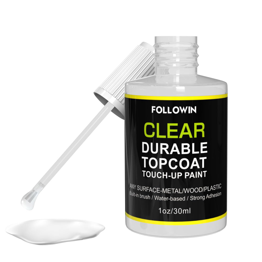 Followin Clear Coat bottle close-up showing gloss-ready surface protection for car paint