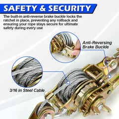 Fologtoo kit shows anti-slip hooks for solid cable grip during use.