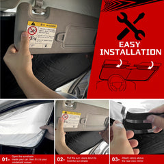 Easy foldable setup stores neatly in glove compartment.