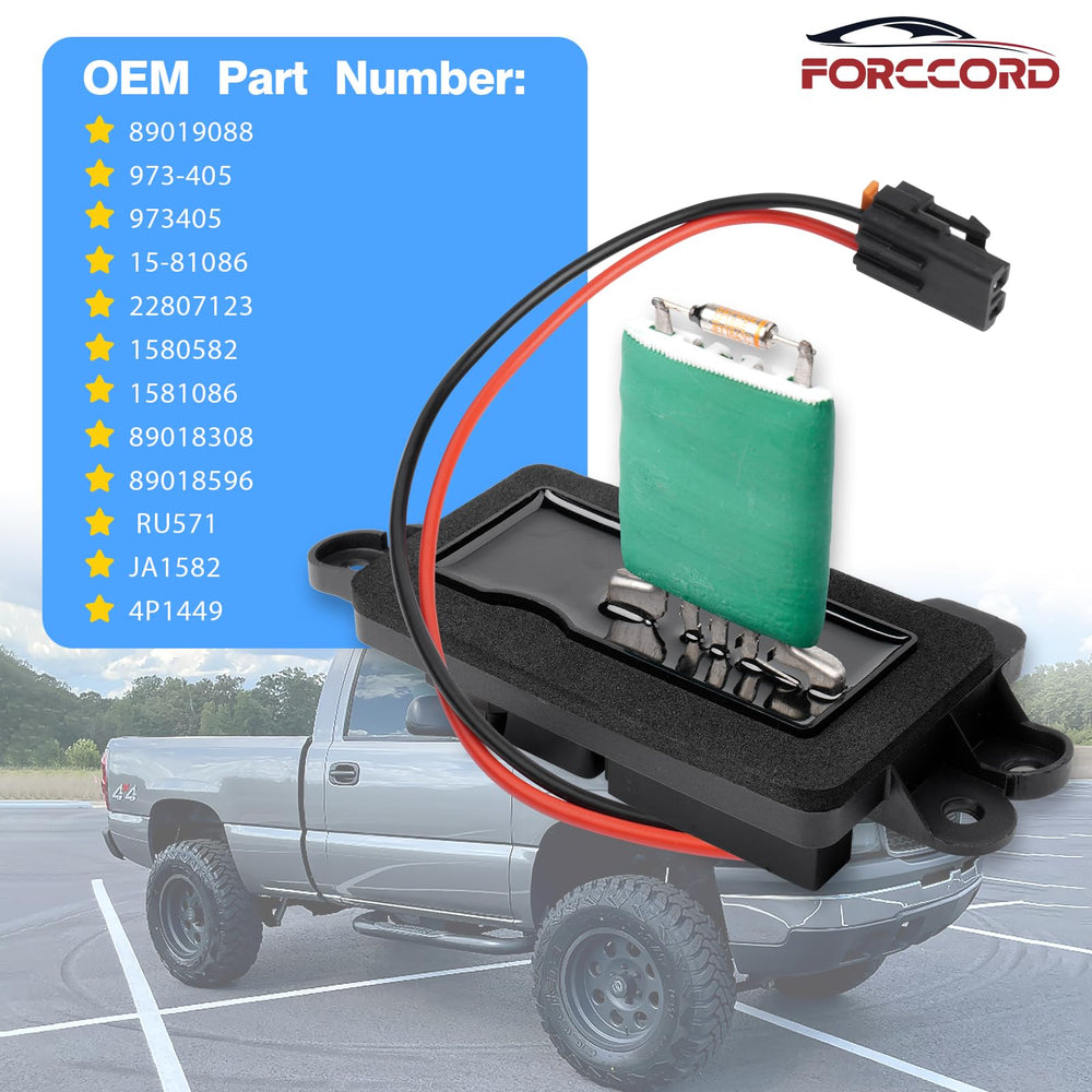 Forccord blower motor resistor with harness replaces multiple OEM part numbers for easy replacement.
