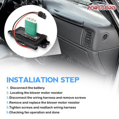 Forccord blower resistor with harness offers ready compatibility and included harness for easy swap.