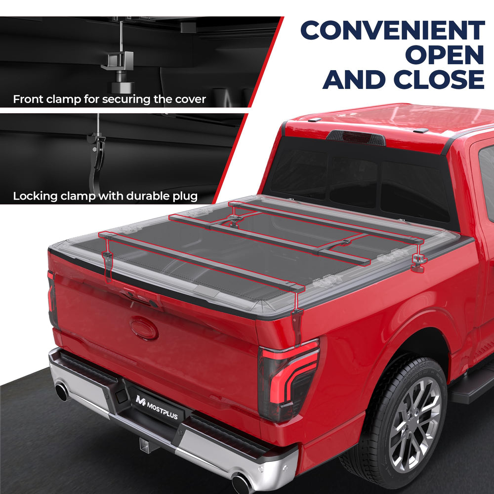 MOSTPLUS Ford F-150 bed compatibility for 2015–2025 keeps cargo organized.
