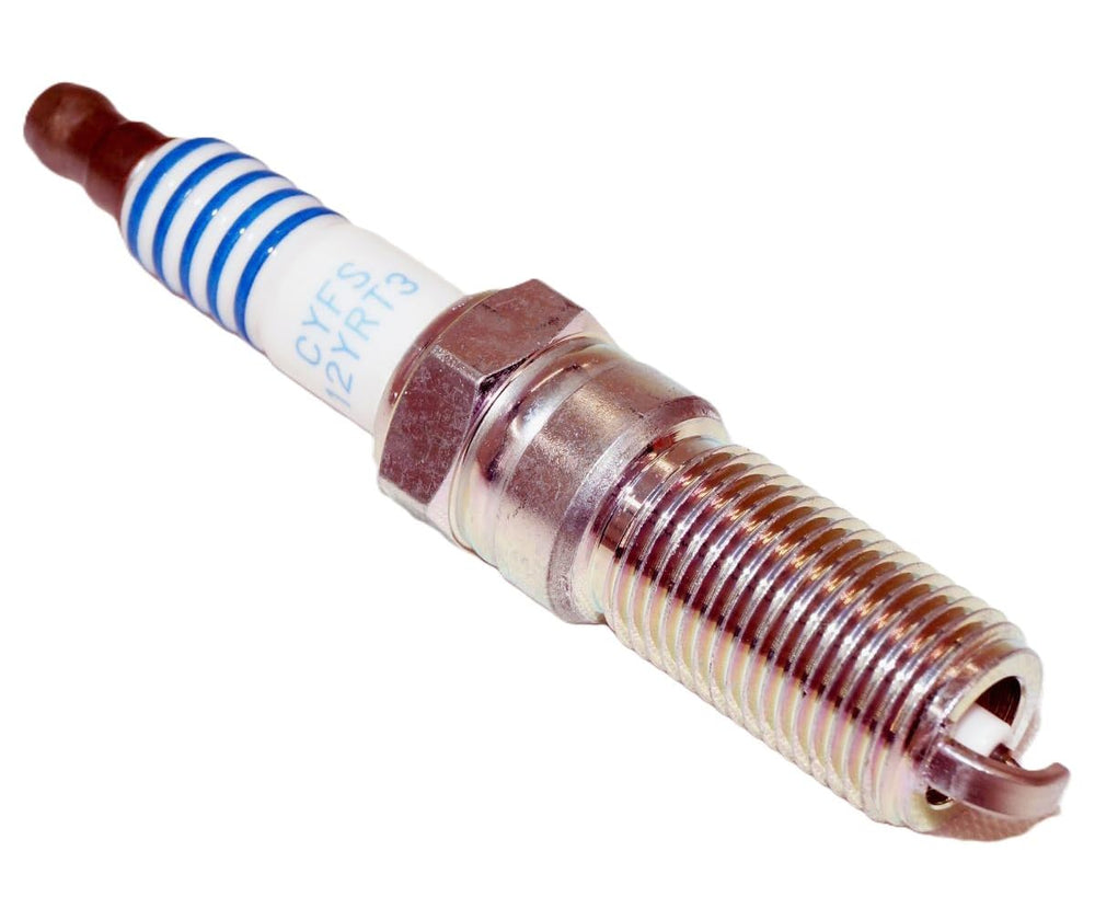 Ford SP594 iridium spark plug ceramic-insulator detail highlights durable construction