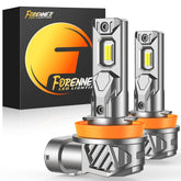 FORENNER Upgraded H11 bulbs front view with crisp 6500K light on road