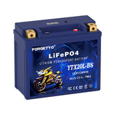 Forgetyo YTX20L-BS lithium battery front view for easy installation and lightweight power.