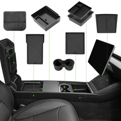 Foronetry 9Pcs center console organizer for Model 3 Highland, keeps interior tidy and accessible.