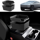 Foronetry Cybertruck double-layer console organizer fits precisely for 2024–2026 models.