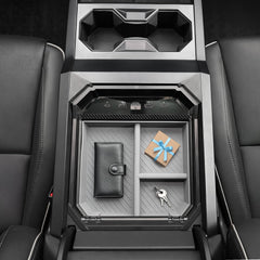 Foronetry easy no-tools install fits Cybertruck center console quickly.