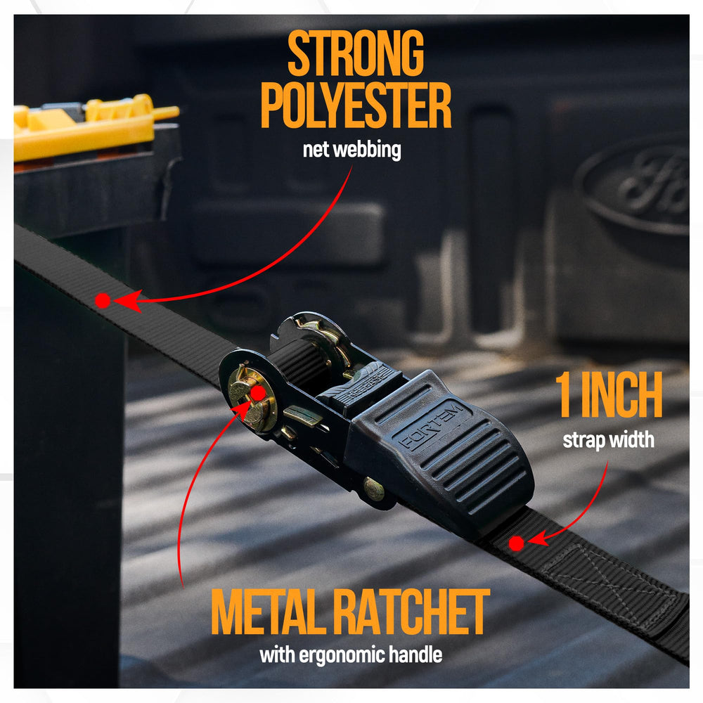 FORTEM ratchet buckle rubber grip enhances control during tightening.