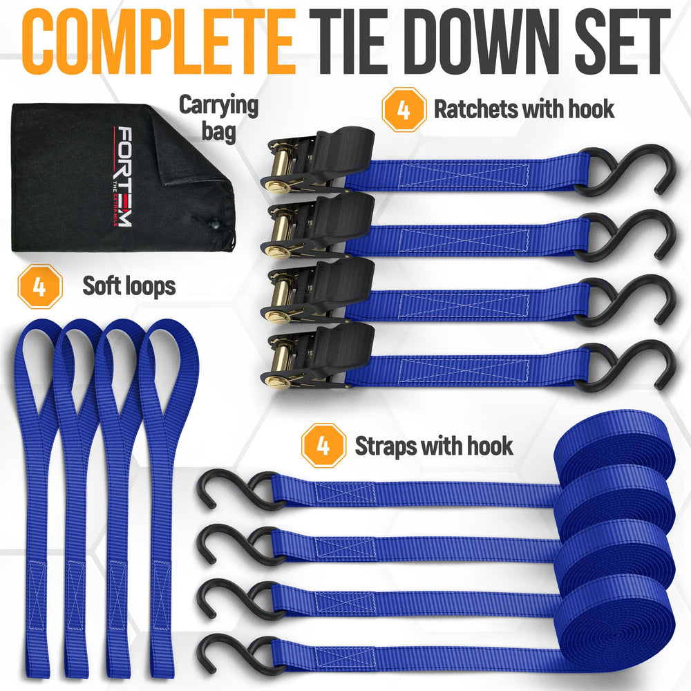 FORTEM ratchet strap rubber grip handles for easy operation