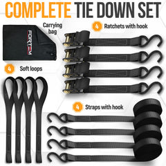 FORTEM secure-load setup on trailer or roof rack with reliable ratchets.