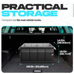 FORTEM organizer features adjustable straps to secure items in the trunk.