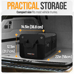 FORTEM adjustable straps secure the organizer to your trunk for added safety.