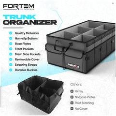 FORTEM trunk organizer collapsed form saves space when not in use.