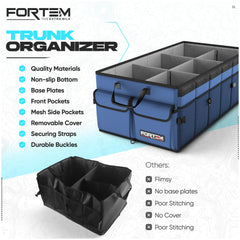 FORTEM Trunk Organizer folded to a compact form for easy storage.
