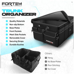 Fortem trunk organizer detachable lid keeps contents concealed.