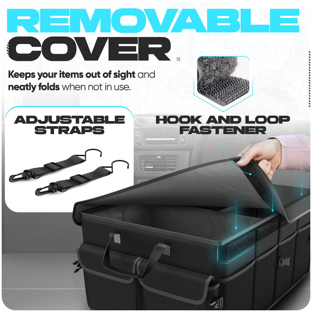 Fortem trunk organizer interlocking buckles connect multiple units.