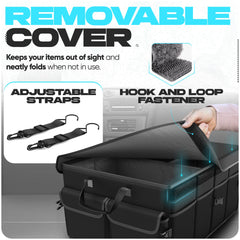 Fortem trunk organizer interlocking buckles connect multiple units.
