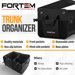 FORTEM versatile trunk organizer supports groceries, toys, tools, or camping gear
