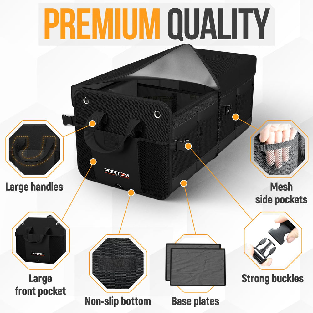 FORTEM non-slip strips keep the trunk organizer fixed during journeys.
