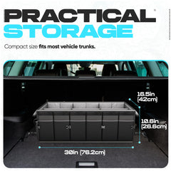 FORTEM trunk organizer with removable lid keeps valuables out of sight.