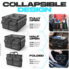 FORTEM trunk organizer interlocking buckles allow connecting extra units securely.