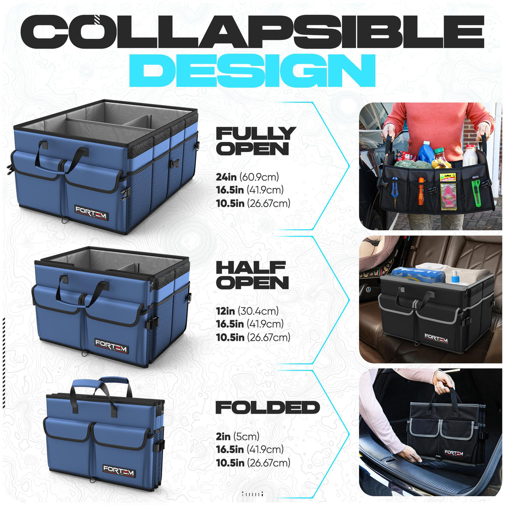 FORTEM trunk organizer with removable lid keeps items out of sight.