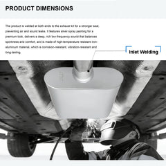 FortisArc universal muffler installation-ready with clear INLET marking for DIY fit.