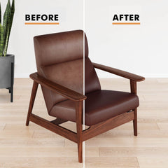 FORTIVO Leather Color Restorer brightens faded leather on a chair