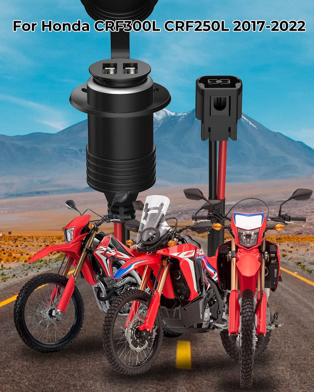 Foruly road-trip ready charger mounted on a motorcycle for convenient power on the go.