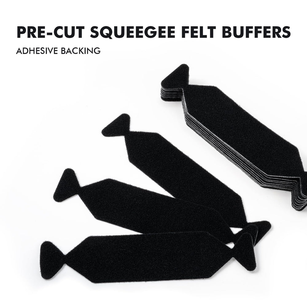 FOSHIO adhesive-backed felts on squeegees provide secure attachment during projects.