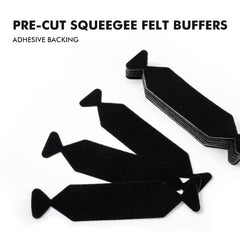 FOSHIO adhesive-backed felts on squeegees provide secure attachment during projects.