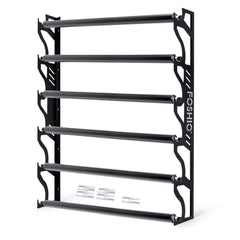 FOSHIO vinyl roll holder on wall keeps up to six rolls organized and within reach.