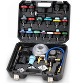 Four Uncles radiator pressure tester kit in use to quickly identify coolant leaks.