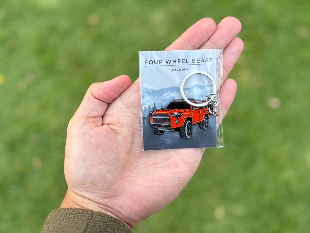 FOUR WHEEL BEAST 4Runner keychain size 2x1 inch, lightweight carry.