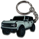 FOUR WHEEL BEAST Bronco keychain silver finish highlights rugged style and metal durability.