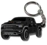 FOUR WHEEL BEAST Dodge Ram keychain close-up with raised details for premium feel