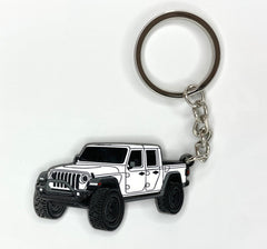 FOUR WHEEL BEAST Gladiator keychain white, official licensed accessory for Jeep fans
