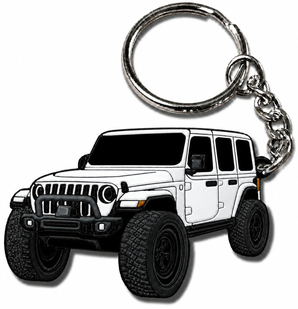 FOUR WHEEL BEAST Jeep Wrangler keychain in black for rugged style and easy key organization