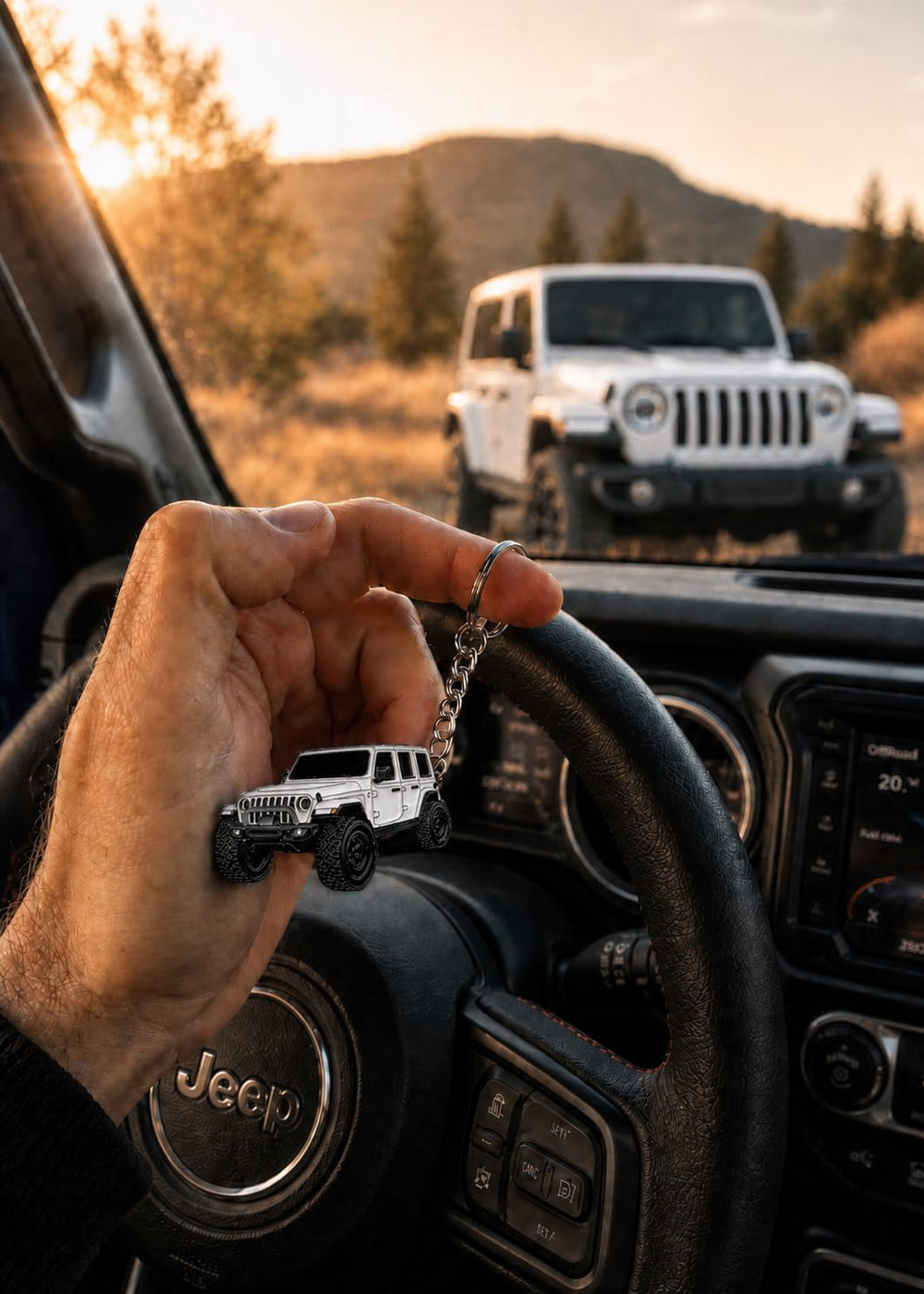FOUR WHEEL BEAST Jeep Wrangler keychain in blue provides bold look and reliable attachment