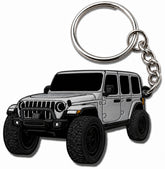 Four Wheel Beast keychain sting-gray finish with official Wrangler license details for authentic look.