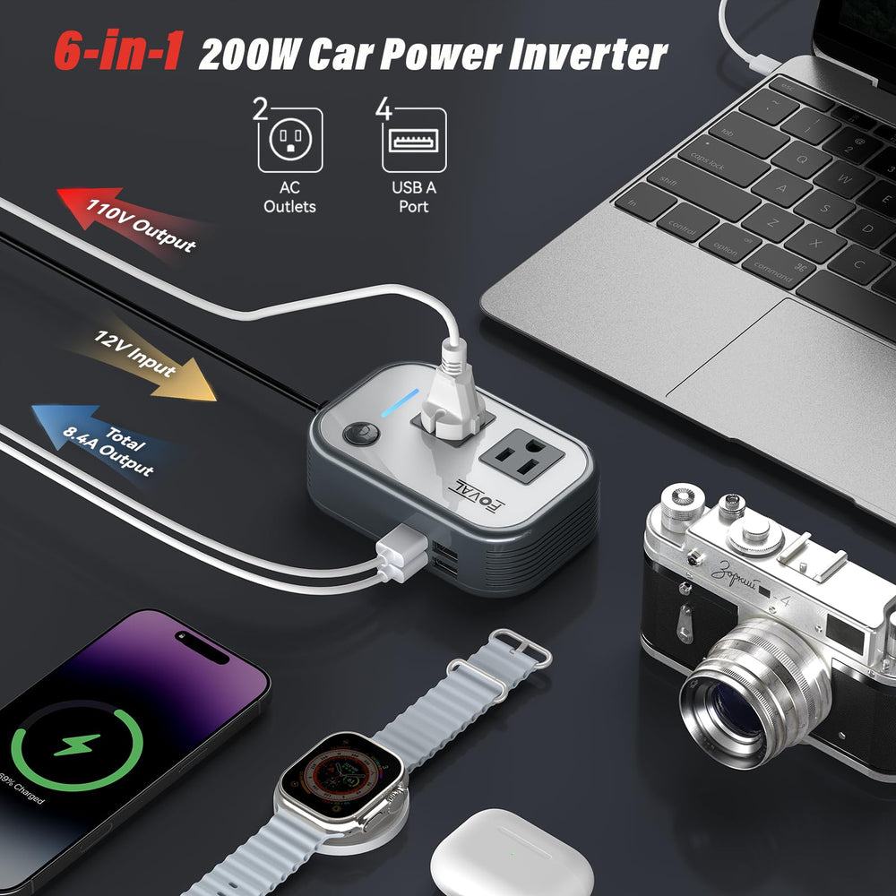 Built-in cooling fan keeps the inverter cool during use