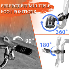 FOVPLUE footpegs surface with textured grip for secure footing.