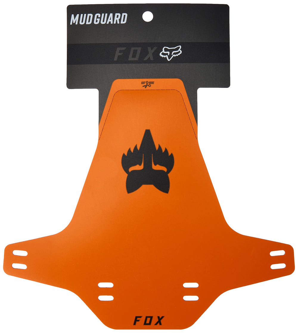 Fox Racing mud guard orange front view reduces spray on riding gear