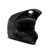 Fox Racing V Core MIPS helmet front view in matte black, showcasing streamlined protection
