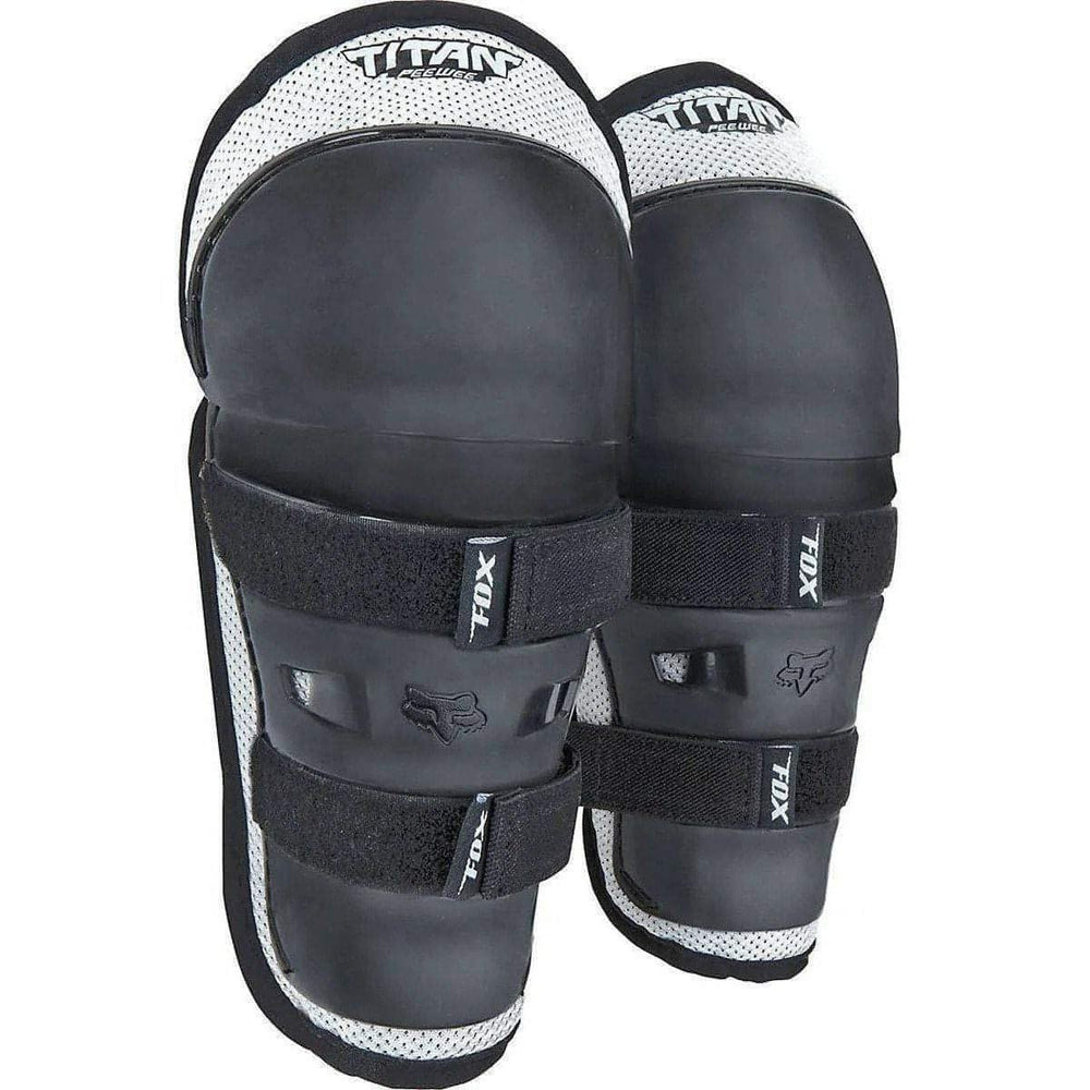 Fox Racing Youth Peewee Titan knee pad, front view, durable shell for protection