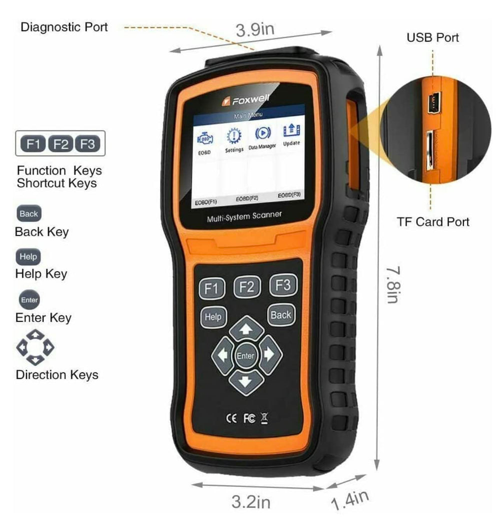 Foxwell NT530 2.8-inch color screen in a workshop setting.