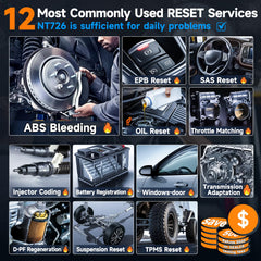 FOXWELL NT726 12 resets demonstrates comprehensive maintenance in one device.