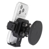 FPN magnetic mount on motorcycle gas tank showing 88 lb hold for secure riding.